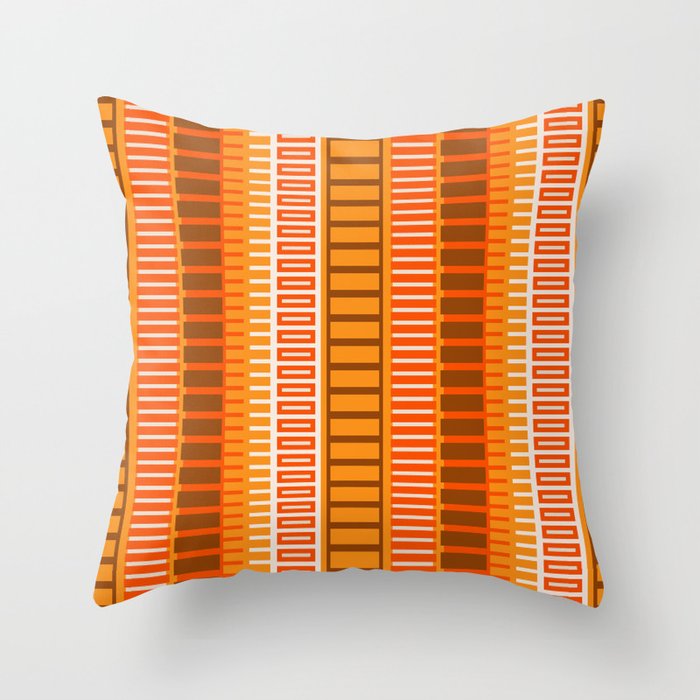 Retro 70s Brown and Orange Mid Century Color Block Vertical Stripes Geometric Pattern  Throw Pillow Gallery Image 6