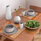 Retro 70s Brown and Orange Mid Century Color Block Vertical Stripes Geometric Pattern  Placemat Gallery Image 2