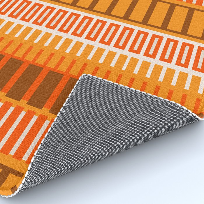 Retro 70s Brown and Orange Mid Century Color Block Vertical Stripes Geometric Pattern  Rug Gallery Image 4