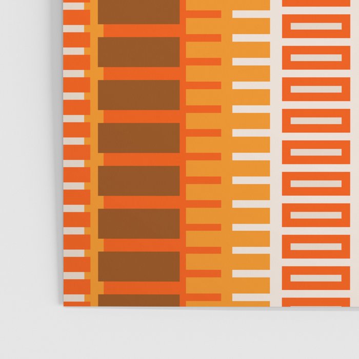 Retro 70s Brown and Orange Mid Century Color Block Vertical Stripes Geometric Pattern  Poster Gallery Image 3