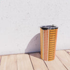 Retro 70s Brown and Orange Mid Century Color Block Vertical Stripes Geometric Pattern  Travel Mug Gallery Image 4