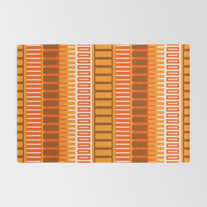 Retro 70s Brown and Orange Mid Century Color Block Vertical Stripes Geometric Pattern  Rug Gallery Image 2