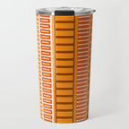 Retro 70s Brown and Orange Mid Century Color Block Vertical Stripes Geometric Pattern  Travel Mug Gallery Image 1
