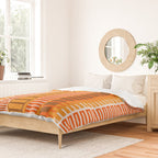 Retro 70s Brown and Orange Mid Century Color Block Vertical Stripes Geometric Pattern  Duvet Cover Gallery Image 2