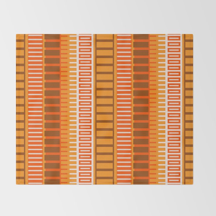 Retro 70s Brown and Orange Mid Century Color Block Vertical Stripes Geometric Pattern  Throw Blanket Gallery Image 2