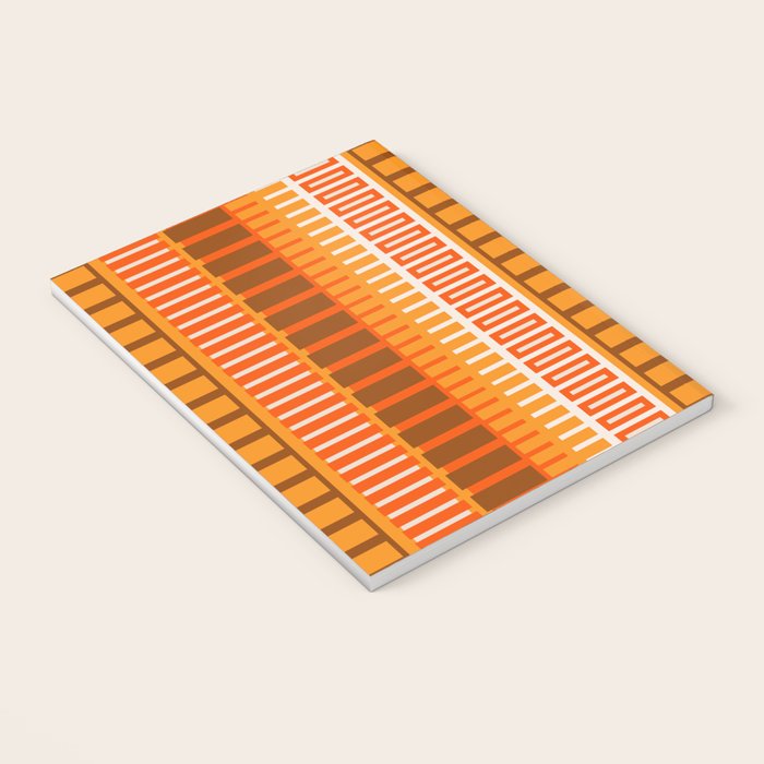 Retro 70s Brown and Orange Mid Century Color Block Vertical Stripes Geometric Pattern  Notebook Gallery Image 3