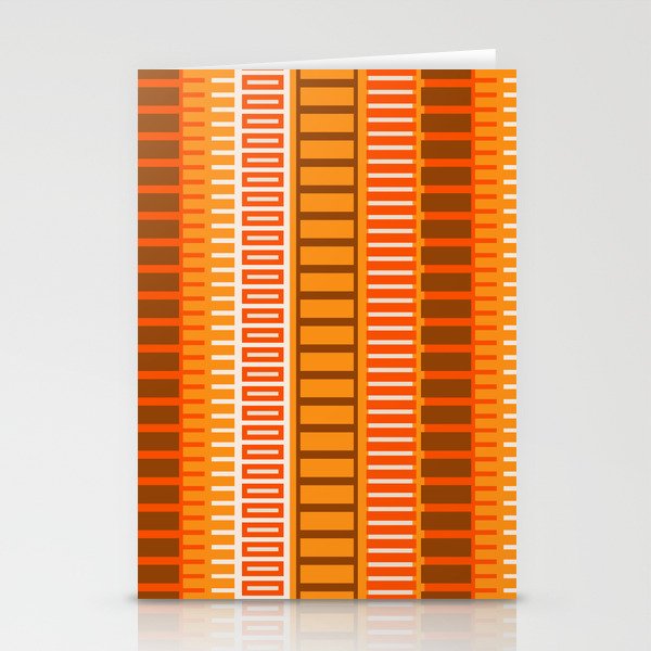 Retro 70s Brown and Orange Mid Century Color Block Vertical Stripes Geometric Pattern  Stationery Card Gallery Image 1