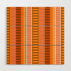 Retro 70s Brown and Orange Mid Century Color Block Vertical Stripes Geometric Pattern  Wood Wall Art Gallery Image 1