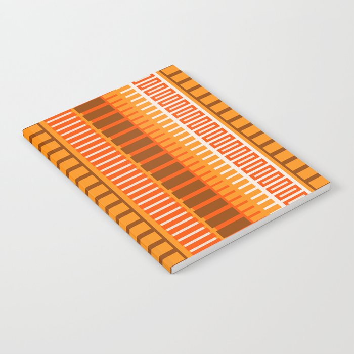 Retro 70s Brown and Orange Mid Century Color Block Vertical Stripes Geometric Pattern  Notebook Gallery Image 2