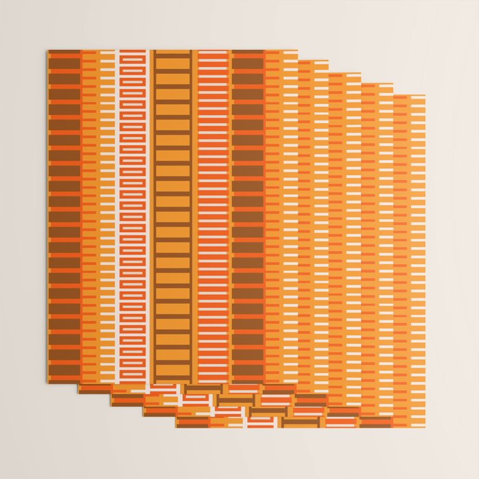 Retro 70s Brown and Orange Mid Century Color Block Vertical Stripes Geometric Pattern  Wrapping Paper Gallery Image 3