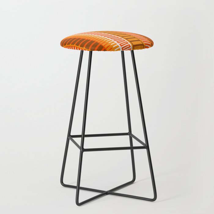 Retro 70s Brown and Orange Mid Century Color Block Vertical Stripes Geometric Pattern  Stool Gallery Image 1