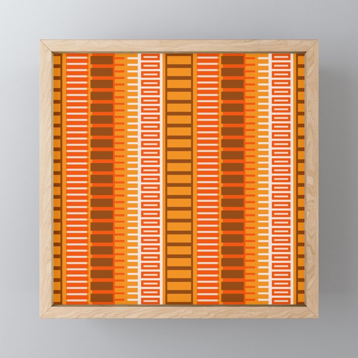 Retro 70s Brown and Orange Mid Century Color Block Vertical Stripes Geometric Pattern  Mini Art Print Gallery Image 1