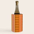 Retro 70s Brown and Orange Mid Century Color Block Vertical Stripes Geometric Pattern  Wine Chiller Gallery Image 1