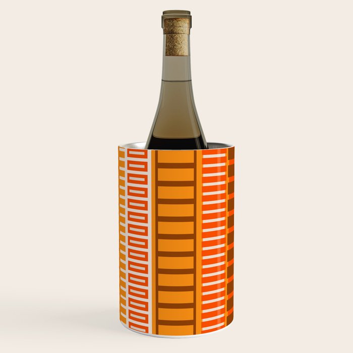 Retro 70s Brown and Orange Mid Century Color Block Vertical Stripes Geometric Pattern  Wine Chiller Gallery Image 1