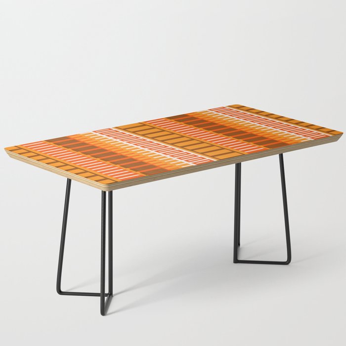 Retro 70s Brown and Orange Mid Century Color Block Vertical Stripes Geometric Pattern  Coffee Table Gallery Image 1