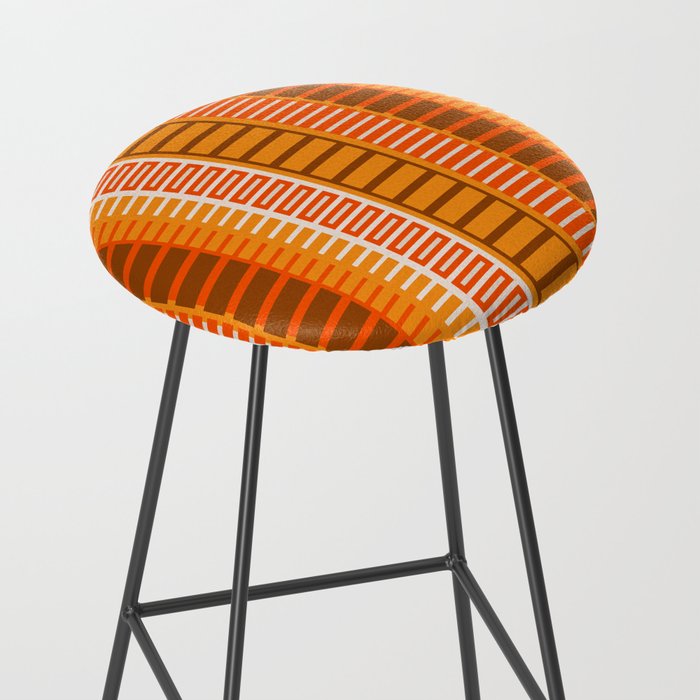 Retro 70s Brown and Orange Mid Century Color Block Vertical Stripes Geometric Pattern  Stool Gallery Image 2