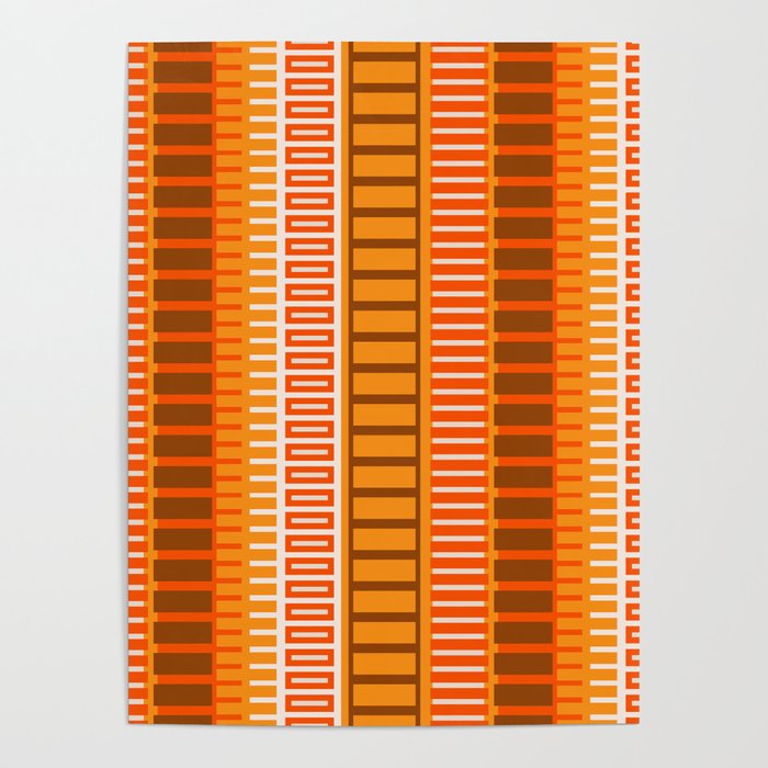 Retro 70s Brown and Orange Mid Century Color Block Vertical Stripes Geometric Pattern  Poster Gallery Image 4