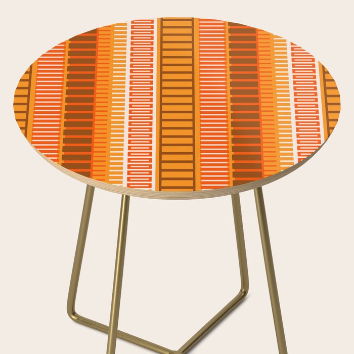 Retro 70s Brown and Orange Mid Century Color Block Vertical Stripes Geometric Pattern  Side Table Gallery Image 2