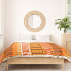 Retro 70s Brown and Orange Mid Century Color Block Vertical Stripes Geometric Pattern  Duvet Cover Gallery Image 3