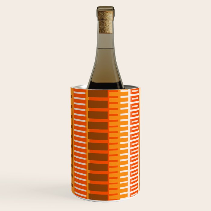 Retro 70s Brown and Orange Mid Century Color Block Vertical Stripes Geometric Pattern  Wine Chiller Gallery Image 3