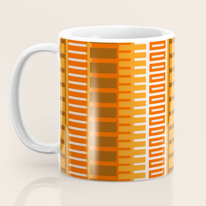 Retro 70s Brown and Orange Mid Century Color Block Vertical Stripes Geometric Pattern  Coffee Mug Gallery Image 3