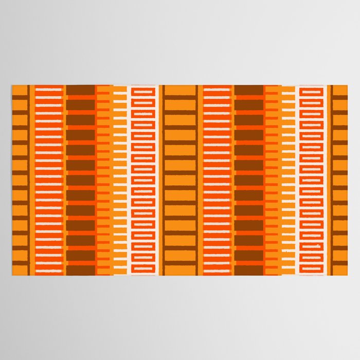 Retro 70s Brown and Orange Mid Century Color Block Vertical Stripes Geometric Pattern  Tablecloth Gallery Image 2