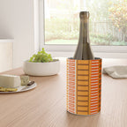 Retro 70s Brown and Orange Mid Century Color Block Vertical Stripes Geometric Pattern  Wine Chiller Gallery Image 4