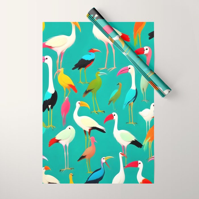 The Dance of Bird Colors Wrapping Paper Gallery Image 1