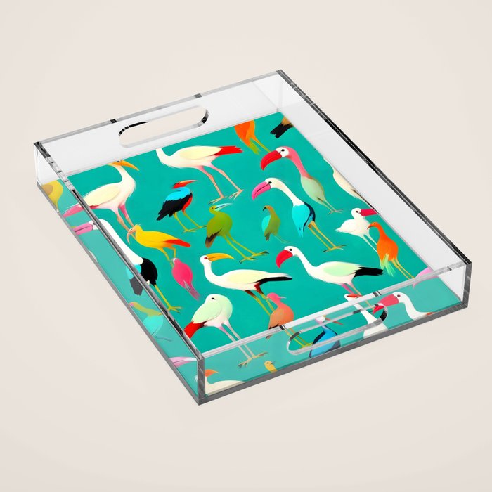 The Dance of Bird Colors Acrylic Tray Gallery Image 1