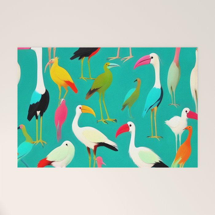 The Dance of Bird Colors Welcome Mat Gallery Image 1