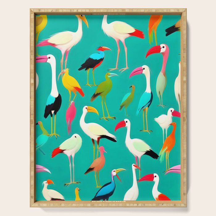The Dance of Bird Colors Serving Tray Gallery Image 1