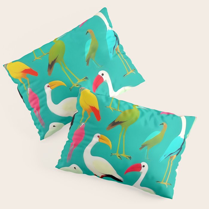 The Dance of Bird Colors Pillow Sham Gallery Image 1