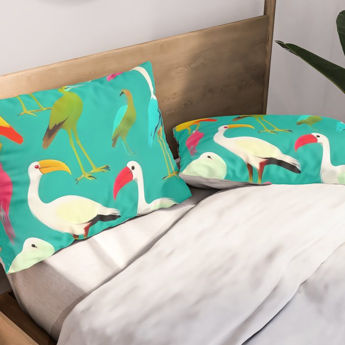 The Dance of Bird Colors Pillow Sham Gallery Image 2