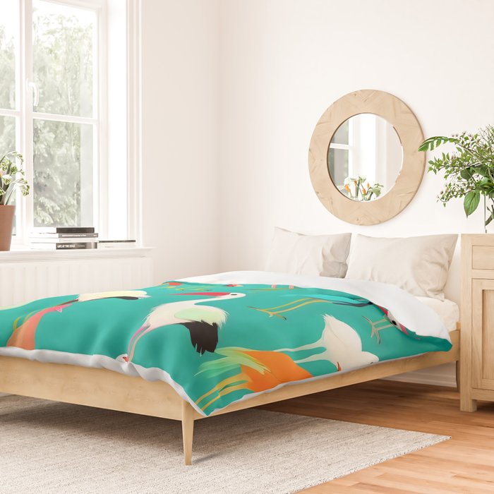 The Dance of Bird Colors Duvet Cover Gallery Image 2