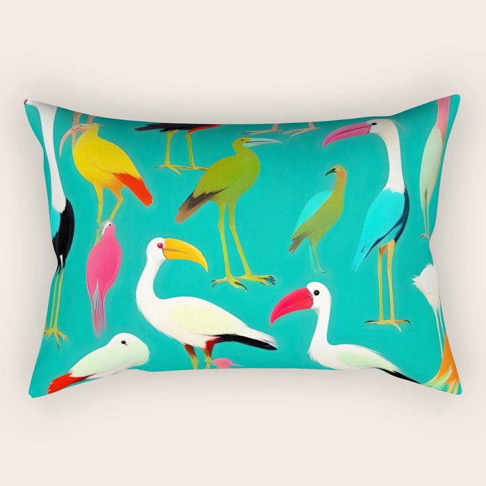 The Dance of Bird Colors Rectangular Pillow Gallery Image 2