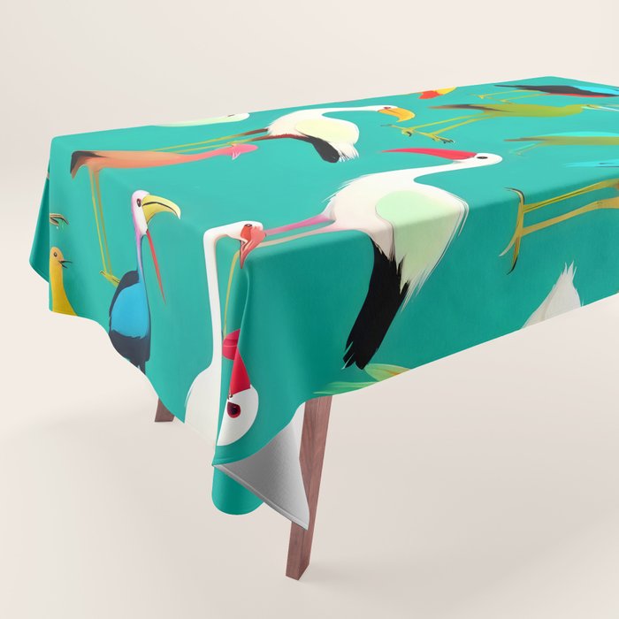 The Dance of Bird Colors Tablecloth Gallery Image 1