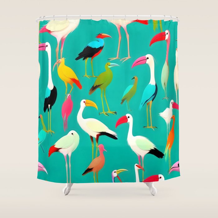 The Dance of Bird Colors Shower Curtain Gallery Image 1
