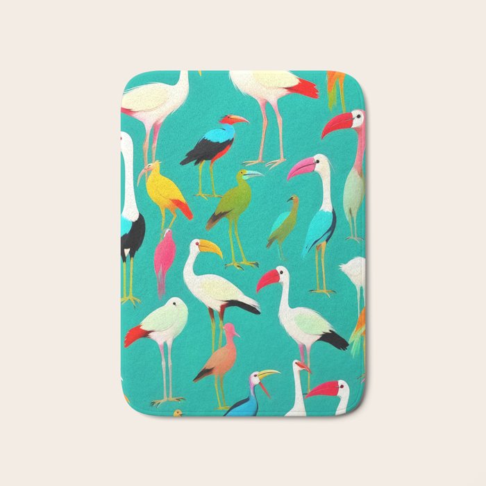 The Dance of Bird Colors Bath Mat Gallery Image 1