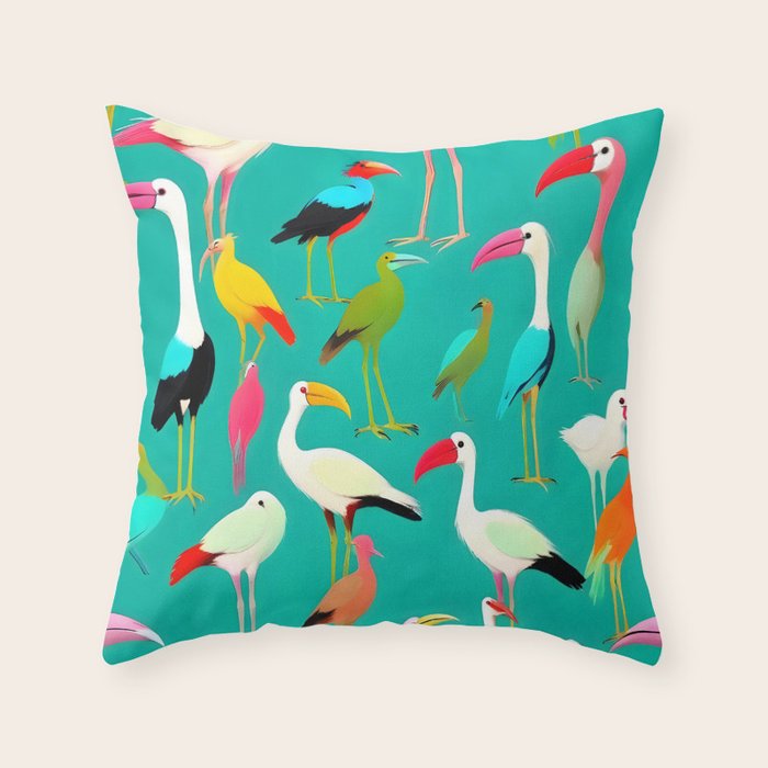 The Dance of Bird Colors Throw Pillow Gallery Image 6