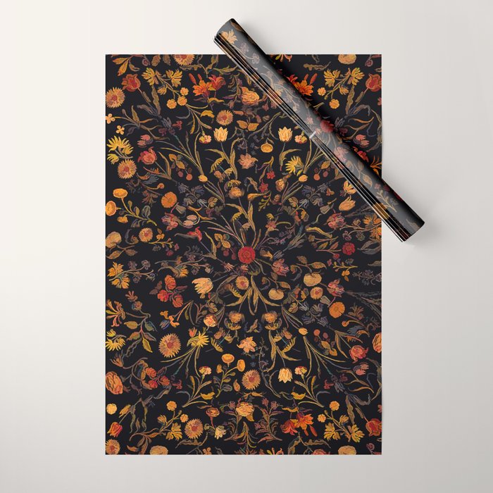 Exotic Midnight Floral Garden Wrapping Paper Gallery Image 1