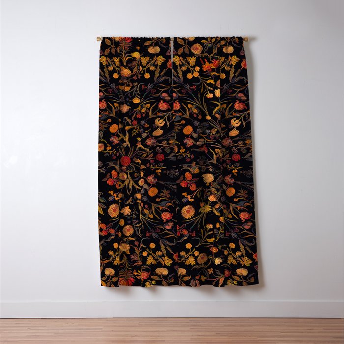 Exotic Midnight Floral Garden Window Curtain Gallery Image 3
