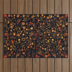Exotic Midnight Floral Garden Outdoor Rug Gallery Image 1