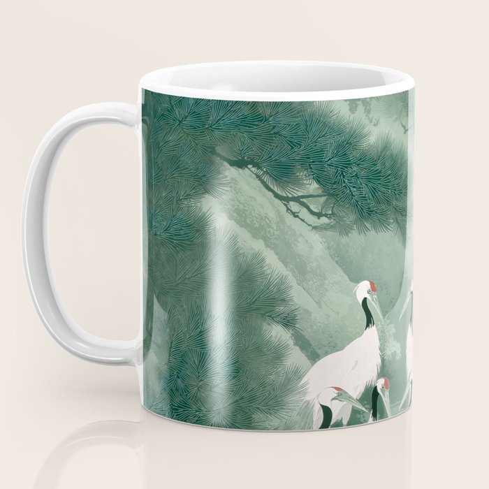 Japandi Wall Art chinoiserie Bird Poster Japanese wabi Sabi sage Green Forest maximalist Painting Coffee Mug Gallery Image 3