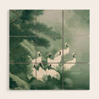 Japandi Wall Art chinoiserie Bird Poster Japanese wabi Sabi sage Green Forest maximalist Painting Wood Wall Art Gallery Image 1