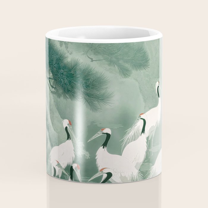 Japandi Wall Art chinoiserie Bird Poster Japanese wabi Sabi sage Green Forest maximalist Painting Coffee Mug Gallery Image 4