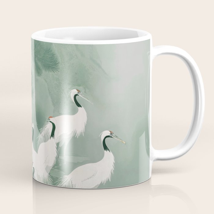 Japandi Wall Art chinoiserie Bird Poster Japanese wabi Sabi sage Green Forest maximalist Painting Coffee Mug Gallery Image 1