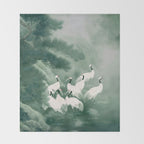 Japandi Wall Art chinoiserie Bird Poster Japanese wabi Sabi sage Green Forest maximalist Painting Throw Blanket Gallery Image 2