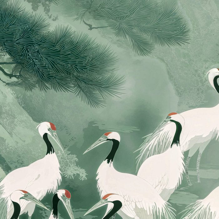 Japandi Wall Art chinoiserie Bird Poster Japanese wabi Sabi sage Green Forest maximalist Painting Coffee Mug Gallery Image 2