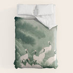 Japandi Wall Art chinoiserie Bird Poster Japanese wabi Sabi sage Green Forest maximalist Painting Comforter Gallery Image 6