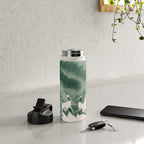 Japandi Wall Art chinoiserie Bird Poster Japanese wabi Sabi sage Green Forest maximalist Painting Water Bottle Gallery Image 4